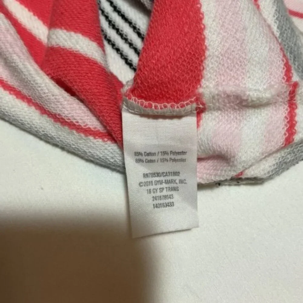 Gymboree Girls Size 8 Kitty in Pink Gray White Stripes Terry Short Sleeve Dress